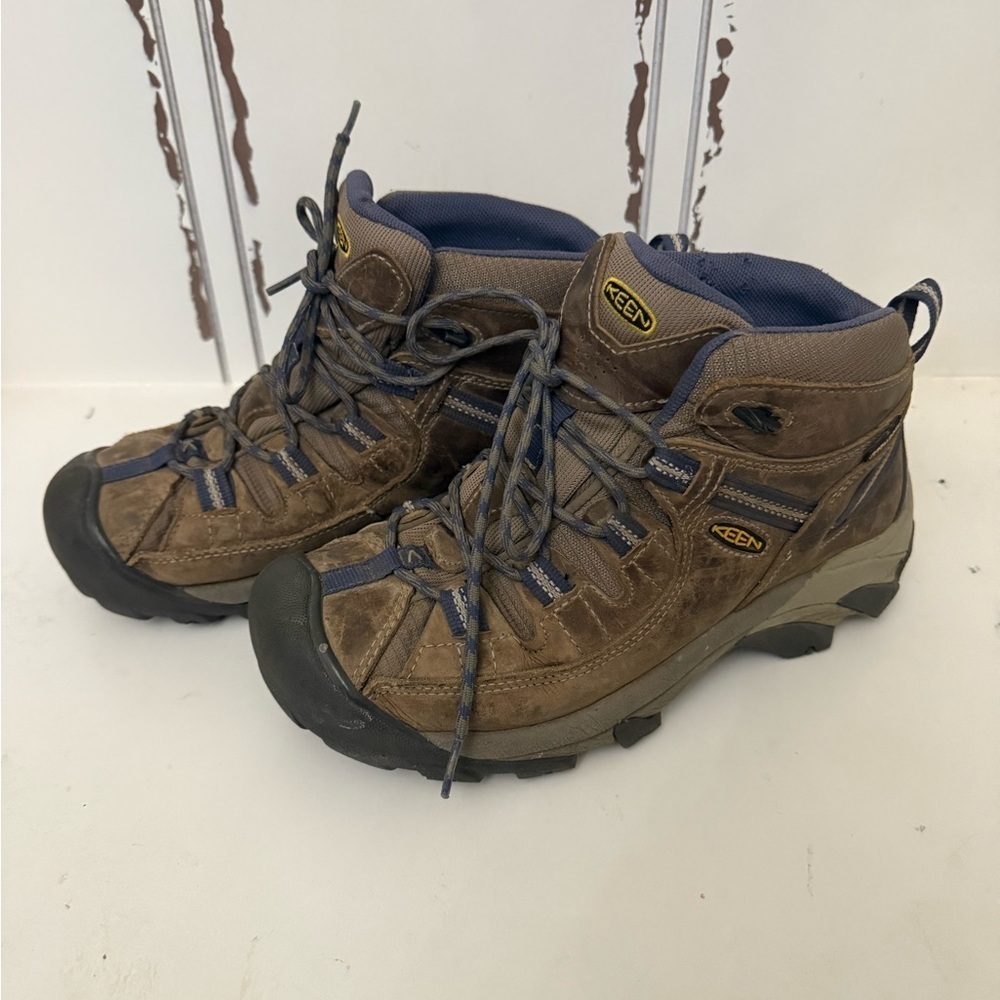 KEEN Targhee II 2 WP Hiking Shoes Black Olive Mineral Blue Womens 9